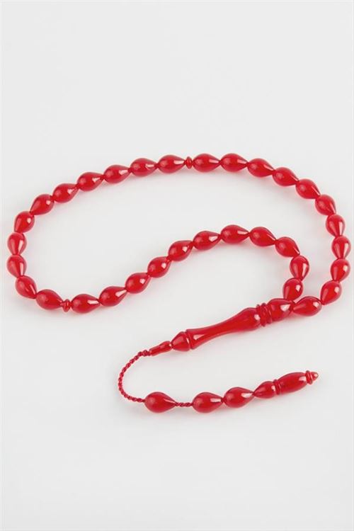 Damla Kesim Plastik Tesbih 8*10 mm - Kırmızı