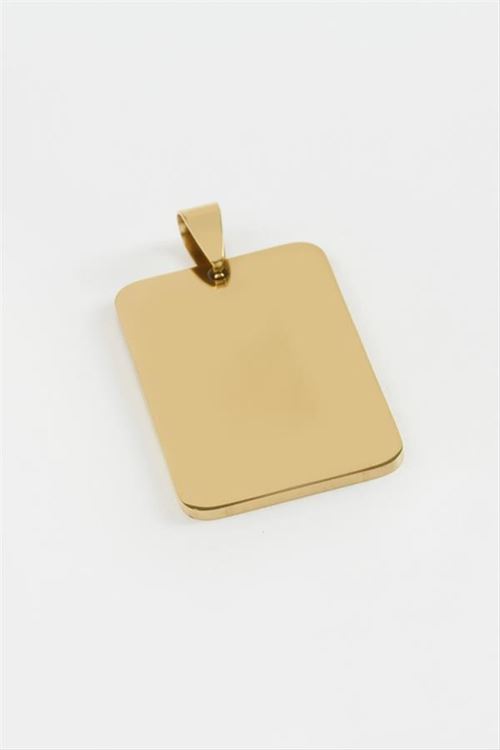 Künye İsim Yazılabilir Çelik Kolye Ucu 2,3*3,2 cm - Sarı