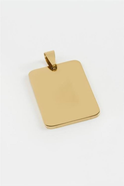 Künye İsim Yazılabilir Çelik Kolye Ucu 2,3*3,2 cm - Sarı