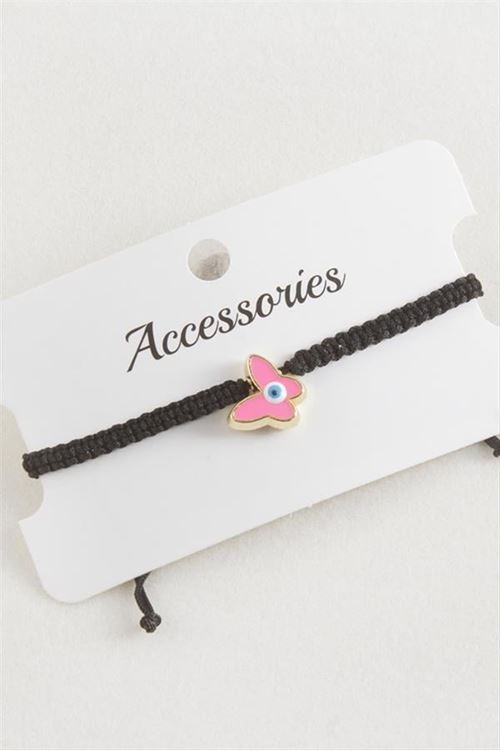 Kelebek Makrome Örgülü Bileklik - Pembe