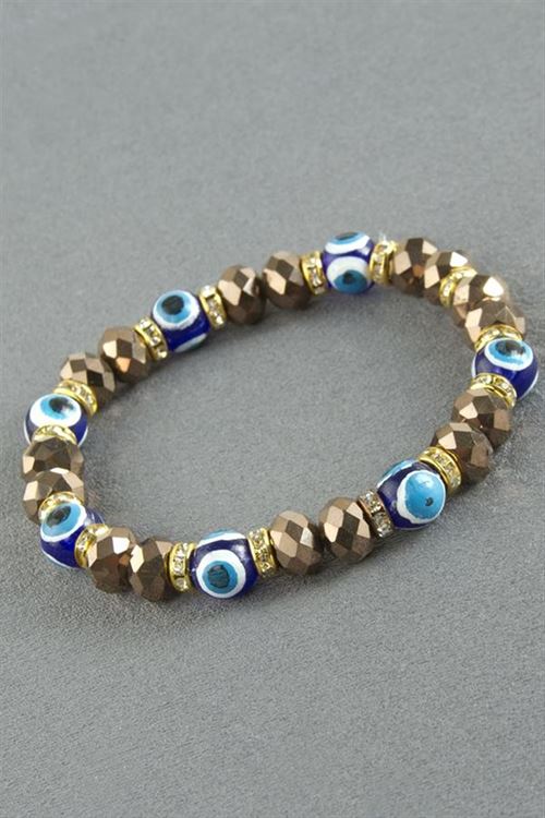 Nazar Taşlı Kristal Bileklik - Sarı-1