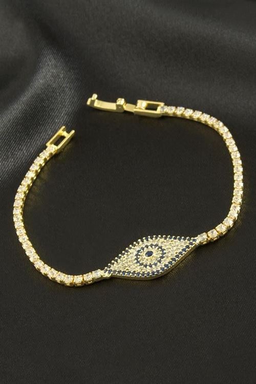 Göz Zirkon Taşlı Çocuk Bileklik 16 cm - Gümüş Rengi