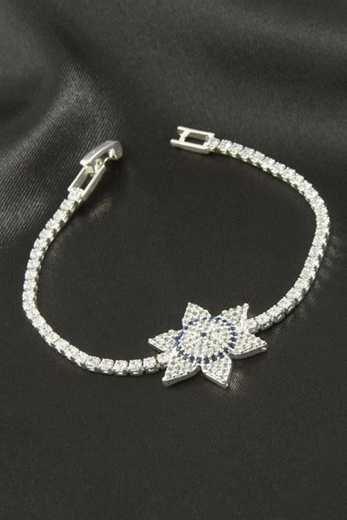 Yıldız Zirkon Taşlı Çocuk Bileklik 16 cm - Gümüş Rengi