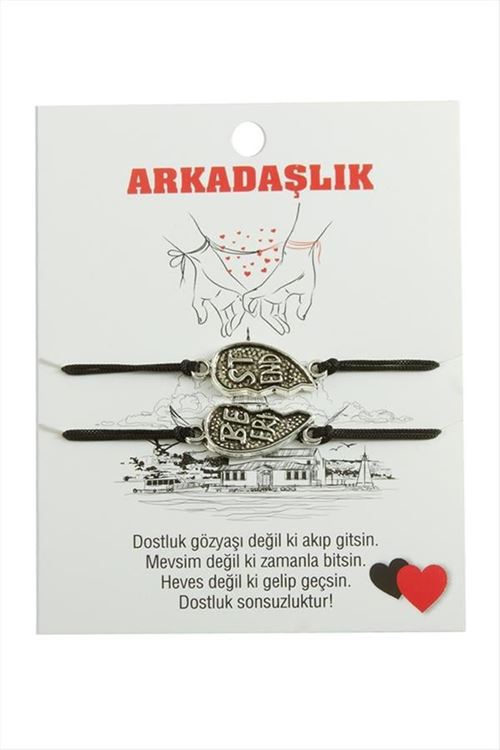 Best Friends Arkadaş Deri Bileklik - Siyah