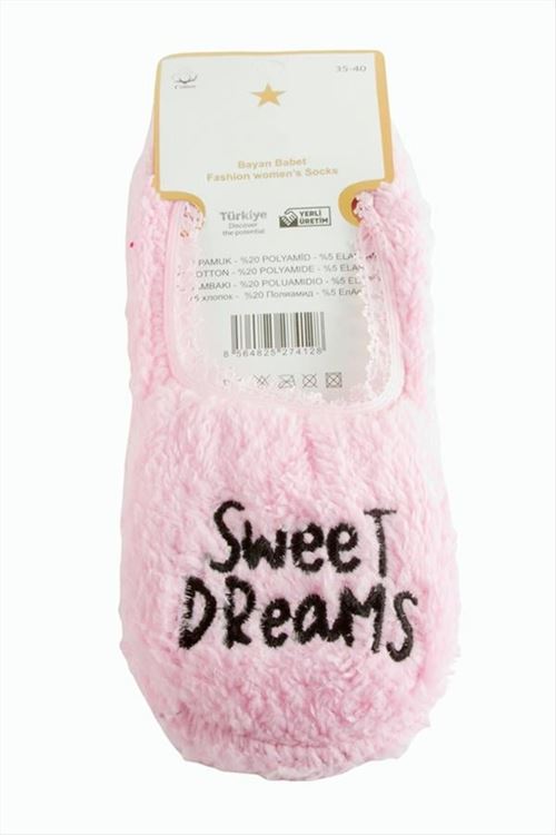 Peluş Polarlı Patik - Pembe