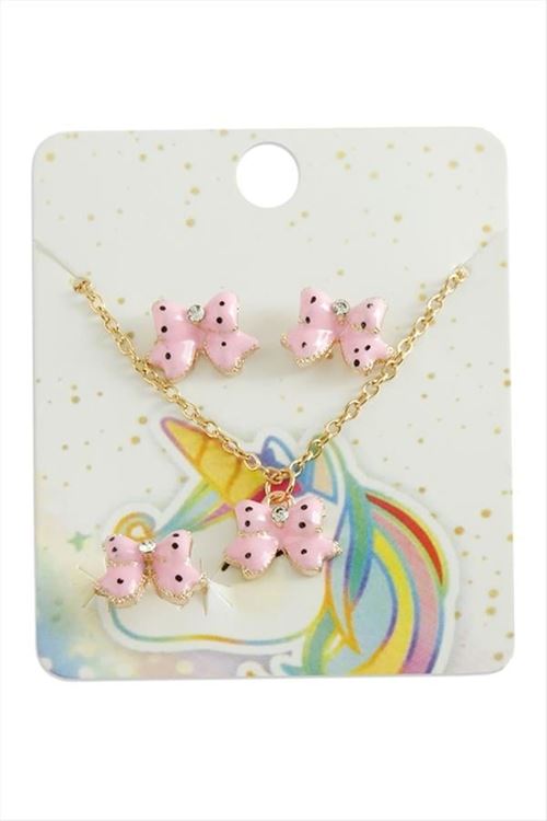 Fiyong Mineli Set Kolye - Açık Pembe