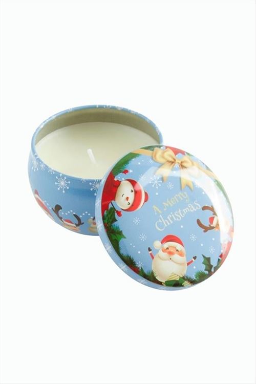Kardan Adam Yılbaşı Kapaklı Mum 6 cm - Mavi
