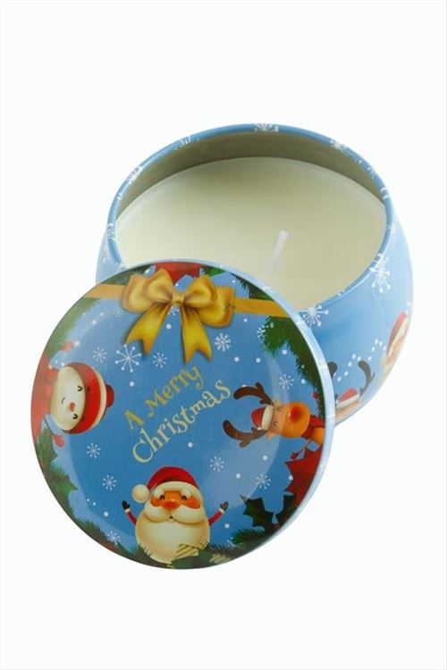 Geyik Noel Baba Yılbaşı Kapaklı Mum 8 cm - Açık Mavi