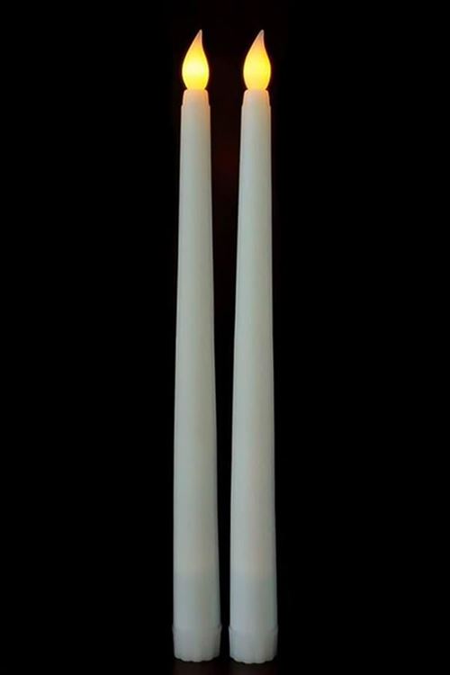 2 Adet Işıklı Şamdan Mum 34 cm - Krem