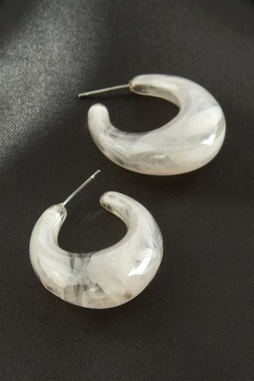 Oval Plastik Küpe - Gri