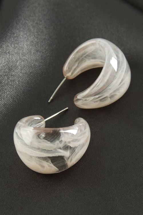 Hilal Plastik Küpe - Gri