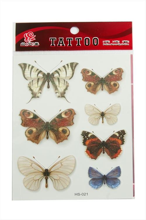 Kelebek Tattoo Dövme Sticker - Beyaz