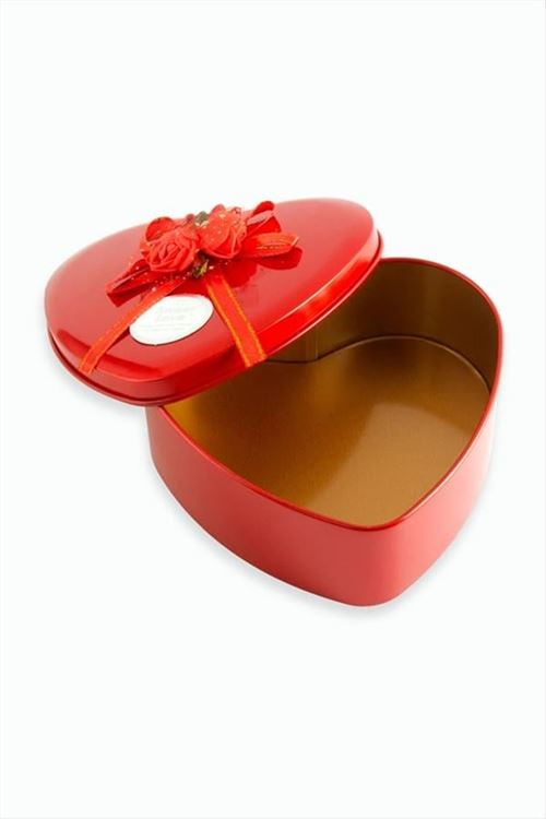 Kalp Boş Kırmızı Metal Kutu 16 cm - Kırmızı