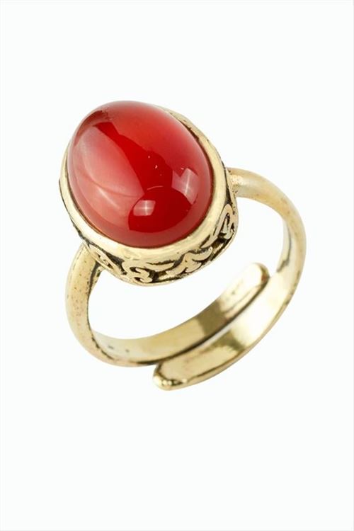 Oval Doğaltaşlı Otantik Yüzük - Akik
