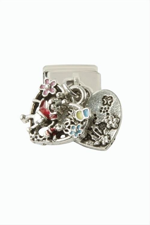 Kalp Sallatılı Çelik Charm - Gümüş Rengi