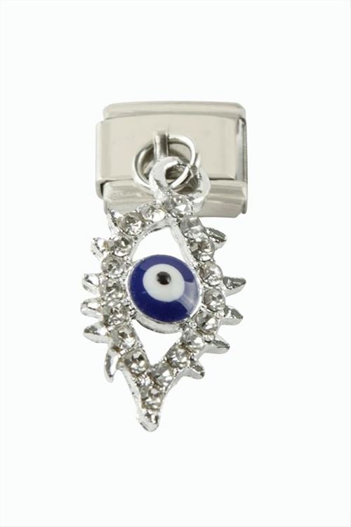 Göz Zirkon Taşlı Sallatılı Çelik Charm - Gümüş Rengi