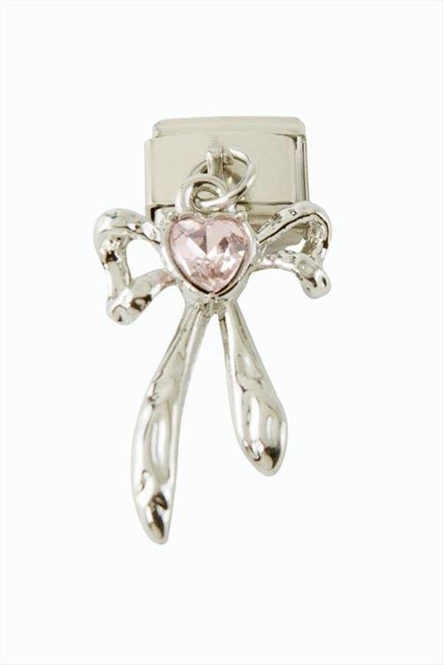 Fiyong Zirkon Taşlı Sallatılı Çelik Charm - Gümüş Rengi