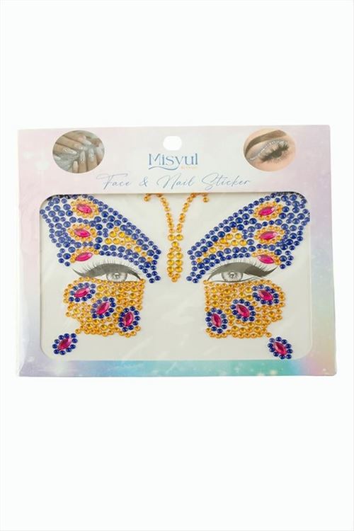 Kelebek Tırnak ve Yüz Süsleme Taşı - Ebruli