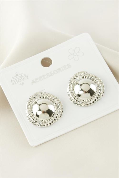 Yuvarlak Metal Küpe - Gümüş Rengi