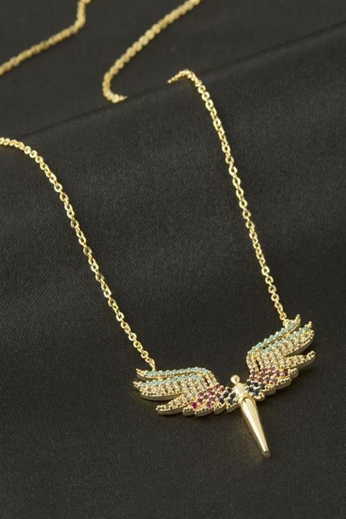 Peri  Zirkon Taşlı Kolye - Sarı