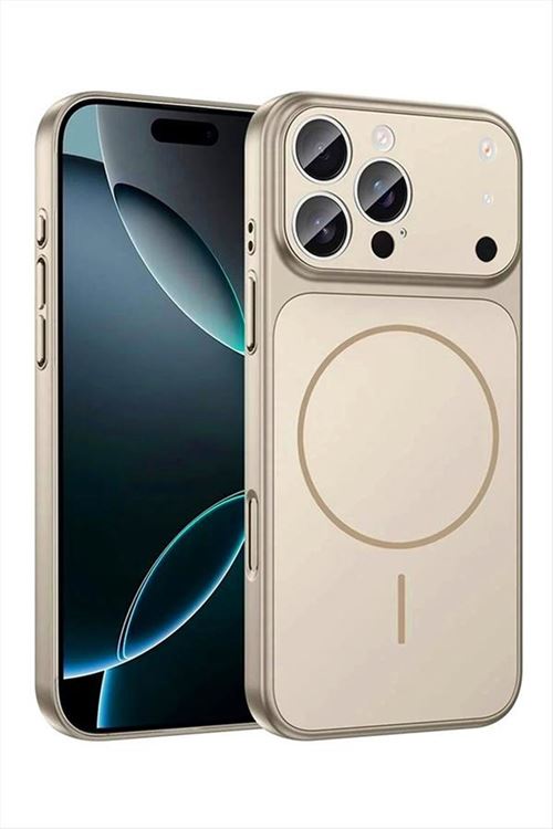 İphone 14 Uyumlu 17 Pro Max Görünümlü Magsaff Kapak Kılıf - Bej