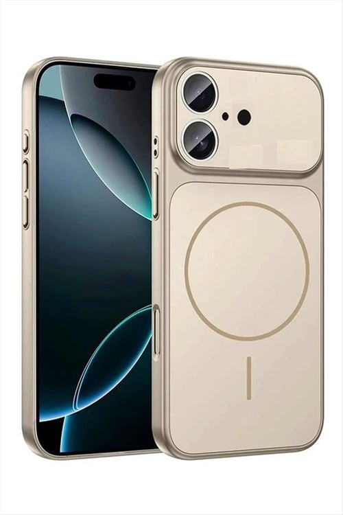İphone 17 Uyumlu Magsaff Kapak Kılıf - Bej