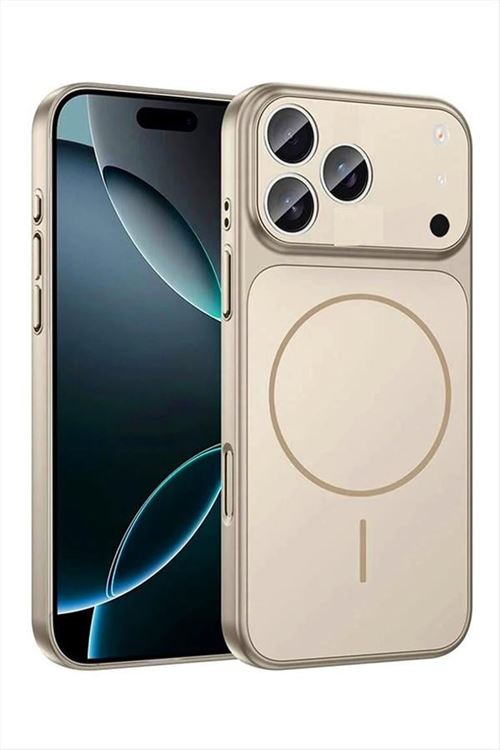 İphone 17 Pro Uyumlu Magsaff Kapak Kılıf - Bej
