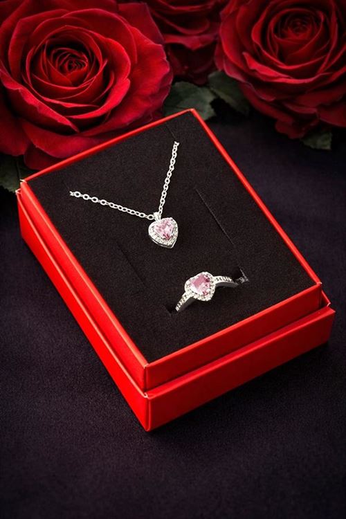 Pnr Kalp Zirkon Taşlı Set Koyle - Sarı