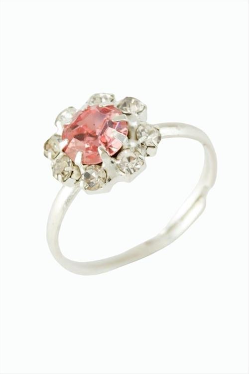 Kristal Taşlı Eklem Yüzük - Açık Pembe