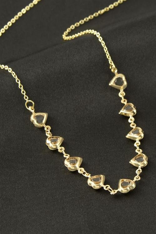 Kalp Kristal Taşlı Kolye - Sarı