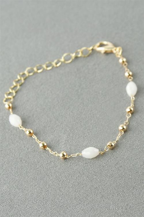 Oval Kristal Taşlı Bileklik - Beyaz