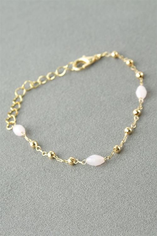 Oval Kristal Taşlı Bileklik - Açık Pembe