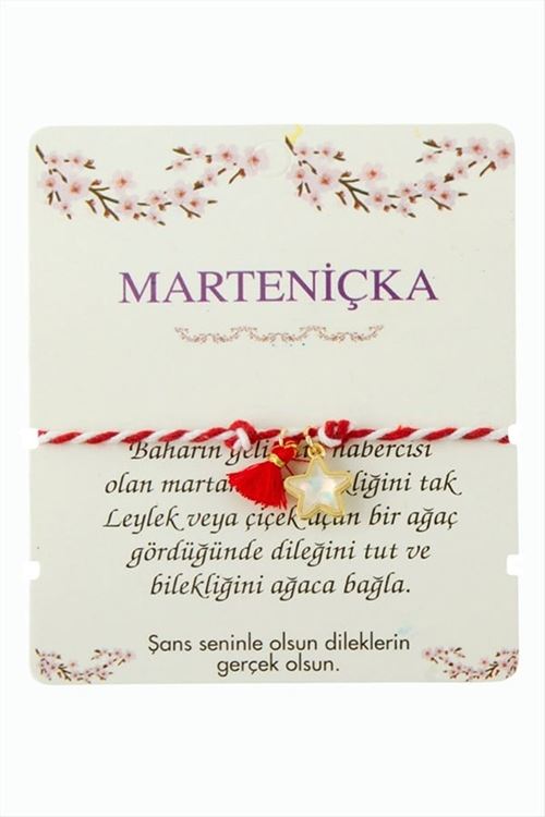 Yıldız Püskül Marteniçka İp Bileklik - Kırmızı