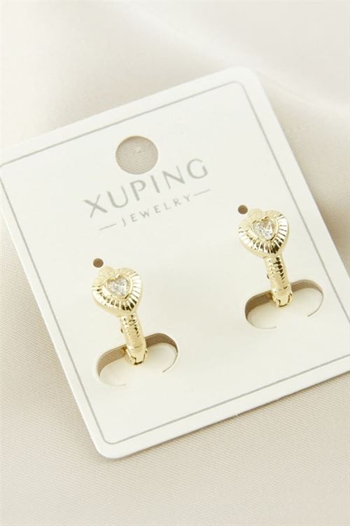 Xuping Kalp Lüks Çelik Küpe - Sarı