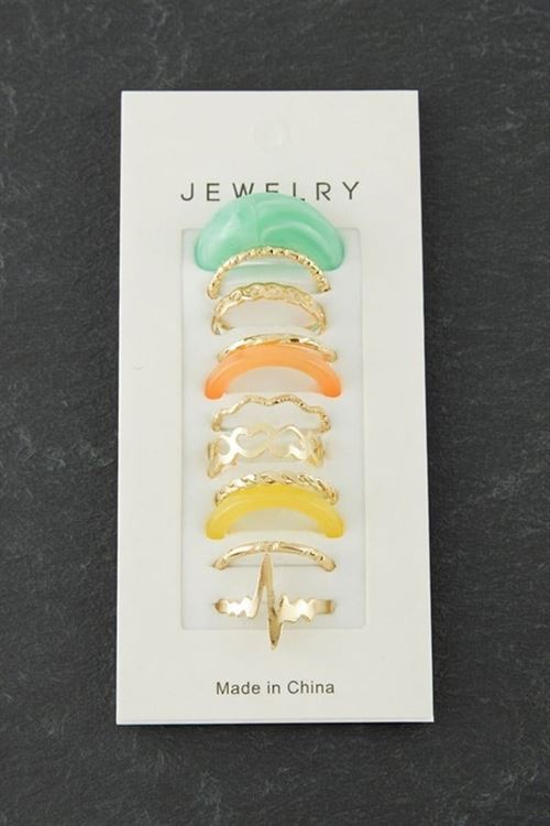11 Adet Şimşek Lüx Eklem Yüzük - Sarı