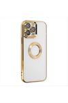 iPhone 12 Pro Lüx Lensli Lazer Silikon Kılıf (Kamera Korumalı) - Sarı