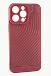 iPhone 15 Pro Max Çizgili Lüx Gear Silikon Kılıf - Bordo