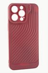 iPhone 14 Pro Max Çizgili Lüx Gear Silikon Kılıf - Bordo