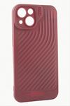 iPhone 13 6.1 Çizgili Lüx Gear Silikon Kılıf - Bordo