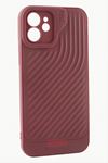 iPhone 12 6.1 Çizgili Lüx Gear Silikon Kılıf - Bordo