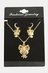 Baykuş Zirkon Taşlı Set Kolye - Kırmızı