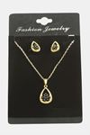 Oval Kartanesi Zirkon Taşlı Set Kolye - Siyah