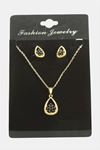 Oval Kartanesi Zirkon Taşlı Set Kolye - Kırmızı