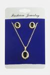 Oval Zirkon Taşlı Set Kolye - Kırmızı