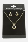 Yuvarlak Zirkon Taşlı Set Kolye - Yeşil
