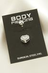 Kalp Zirkon Taşlı Çelik Piercing 1 Adet - Gümüş Rengi