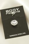 Çiçek Zirkon Taşlı Çelik Piercing 1 Adet - Gümüş Rengi