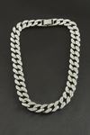 Chain Oval Zirkon Taşlı Lüks Çelik Kolye - Gümüş Rengi