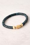 Oval Bambu Ahşap Bileklik 8 mm - Lacivert