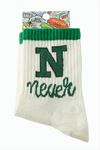 Never Yazılı Kolej Çorap 8*28 - Krem